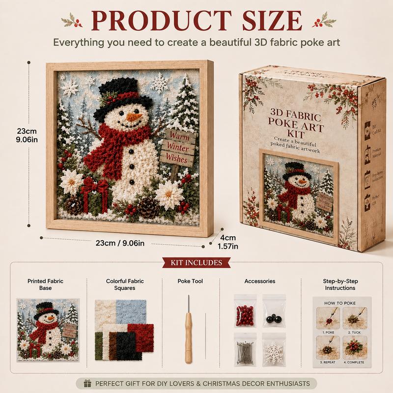 3D Christmas Fabric Poke Art Kit